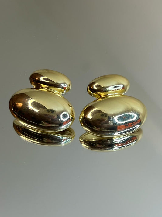 Golden Oval Rocks Shaped Earring