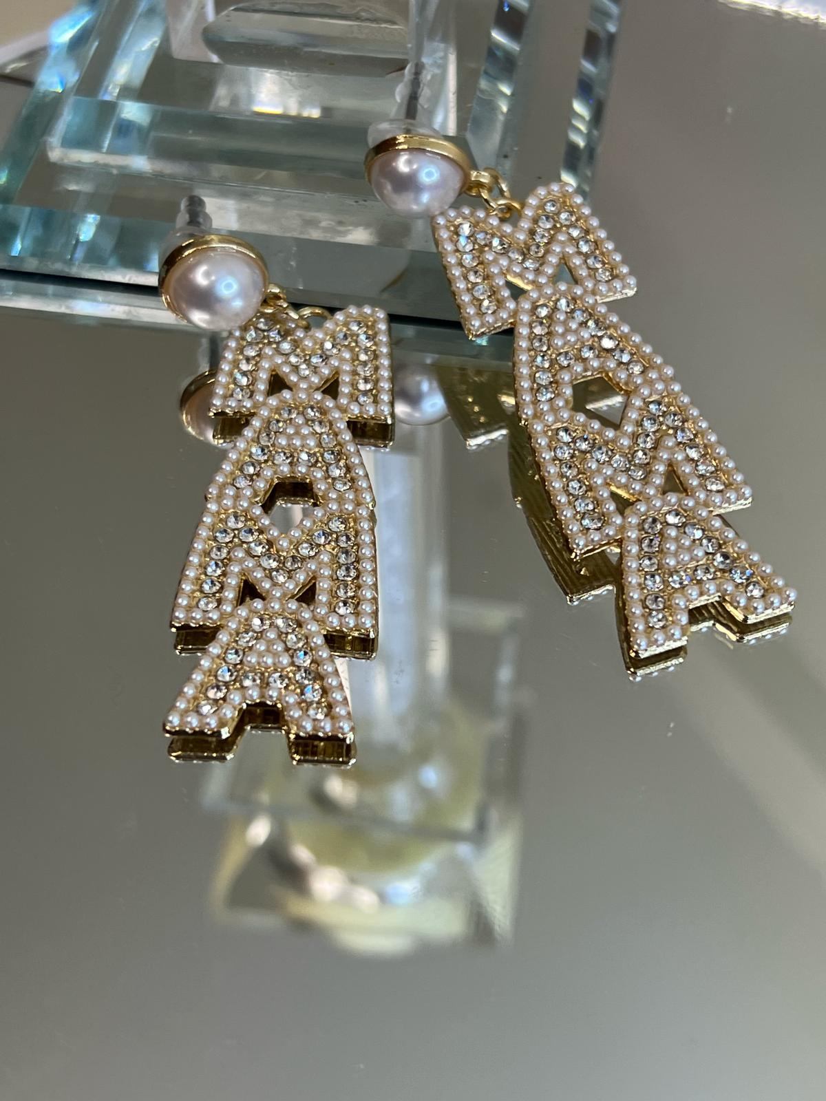 Long Pearl MAMA Letter Earring